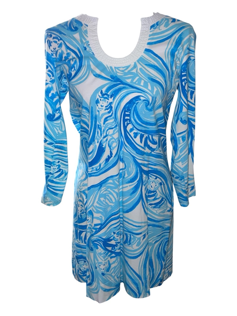 Lilly Pulitzer Marlina Dress In Sea Ruffles Blue, Aqua, White Coastal Resortwear